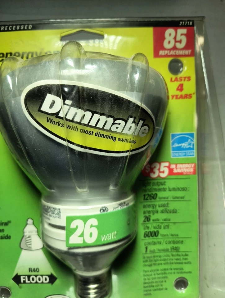 GE Flood Light Bulbs R40 Energy Smart 26W= 85W Dimmable Brand New - Image 3 of 4