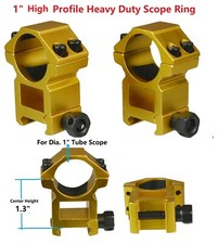 1 Pair 1.3" Height High Profile Scope Rings Picainny/Weaver Anodized Gold Color