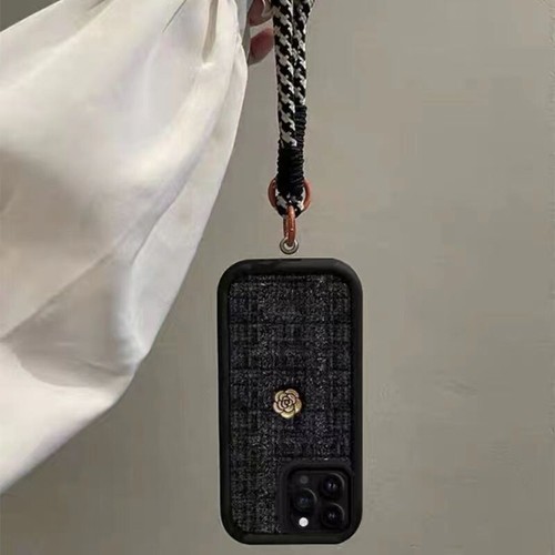 Simple Black Knitted iPhone Case with Camellia Flower - Fashionable & Matching A - Picture 4 of 6