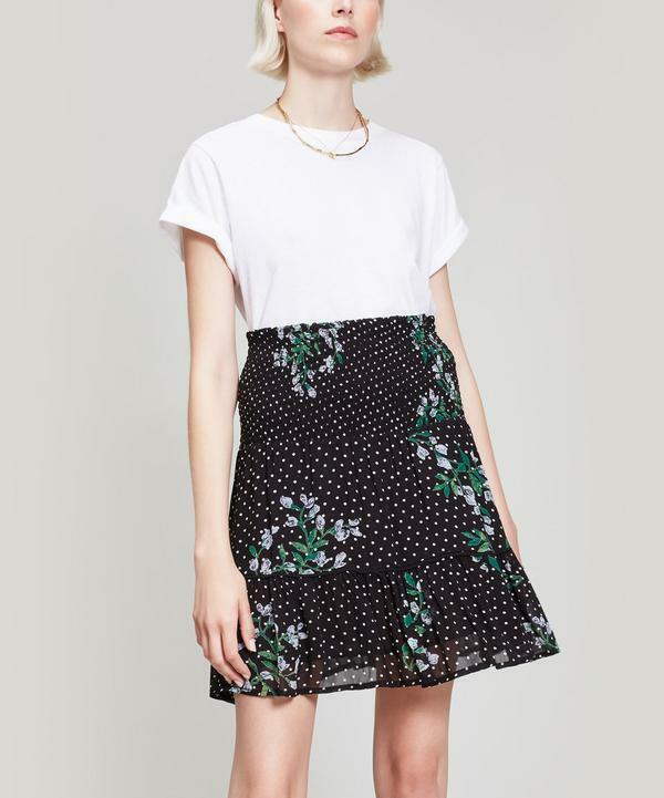 Ganni Rometty Black Floral Georgette Mini Skirt S… - image 1