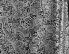 Silver Black Paisley Metallic Brocade Fabric 60 Width Sold By The Yard