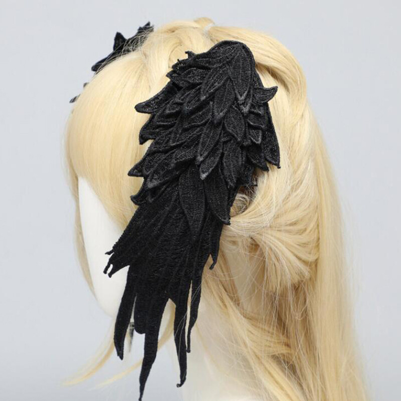 Feather Angel Wing Hair Clips Hairpin Halloween Cosplay Embroidery Edge