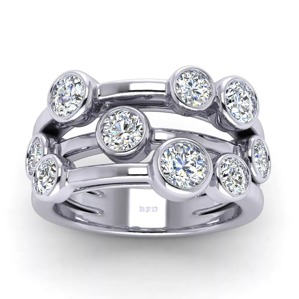 Natural F VS 2.00 Ct Round Diamond Bubble Ring In Platinum UK