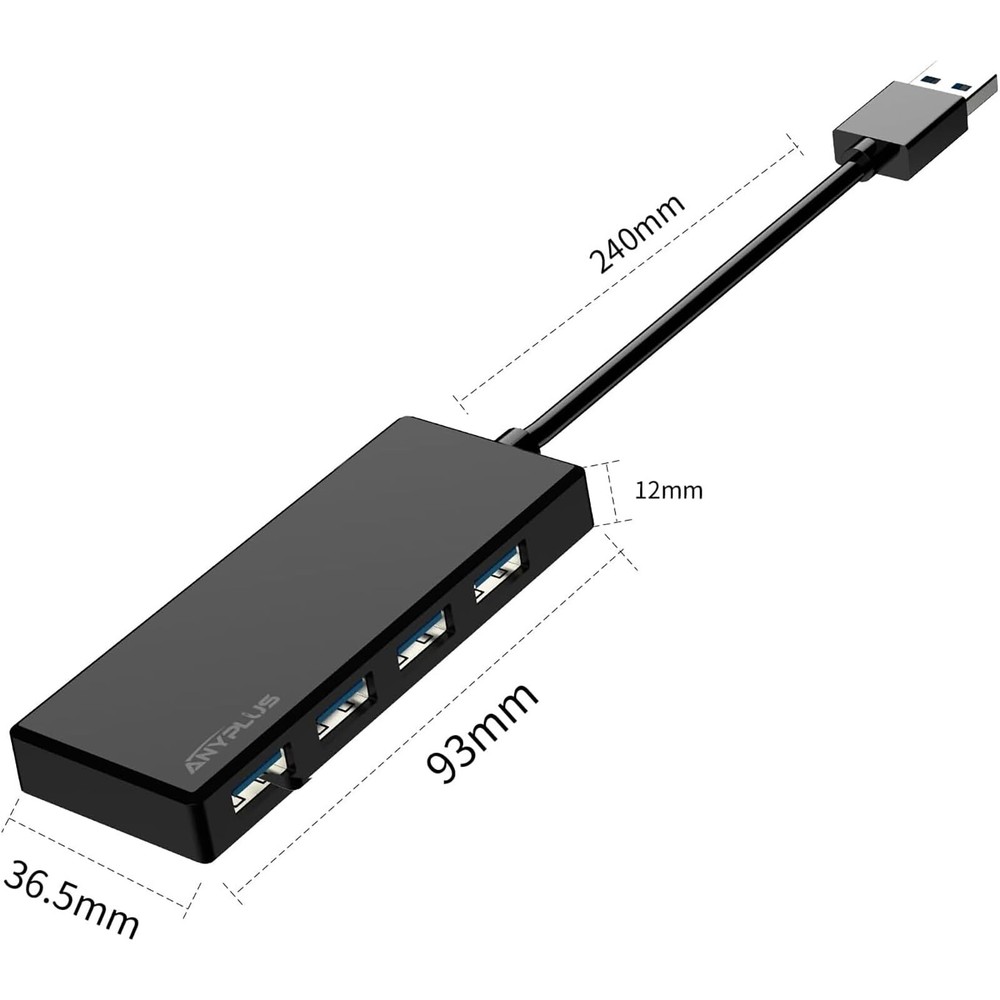 USB 3.0 Hub 4-Port Portable Adapter Mini Multiport Expander for Laptop PC