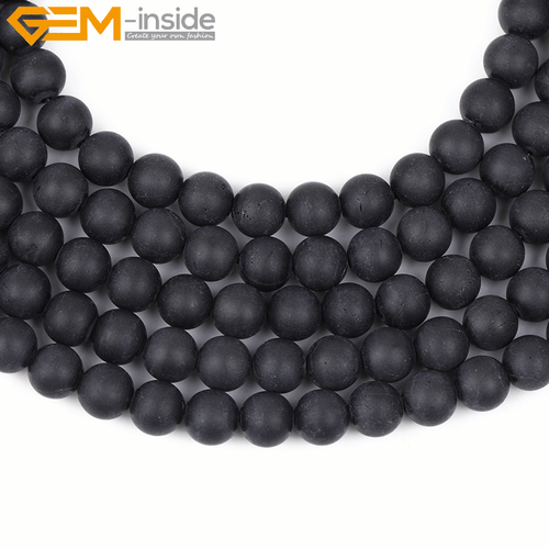Natural Gemstone Frost Matte Black Tourmaline Loose Beads For Jewelry Making 15" - Picture 28 of 43
