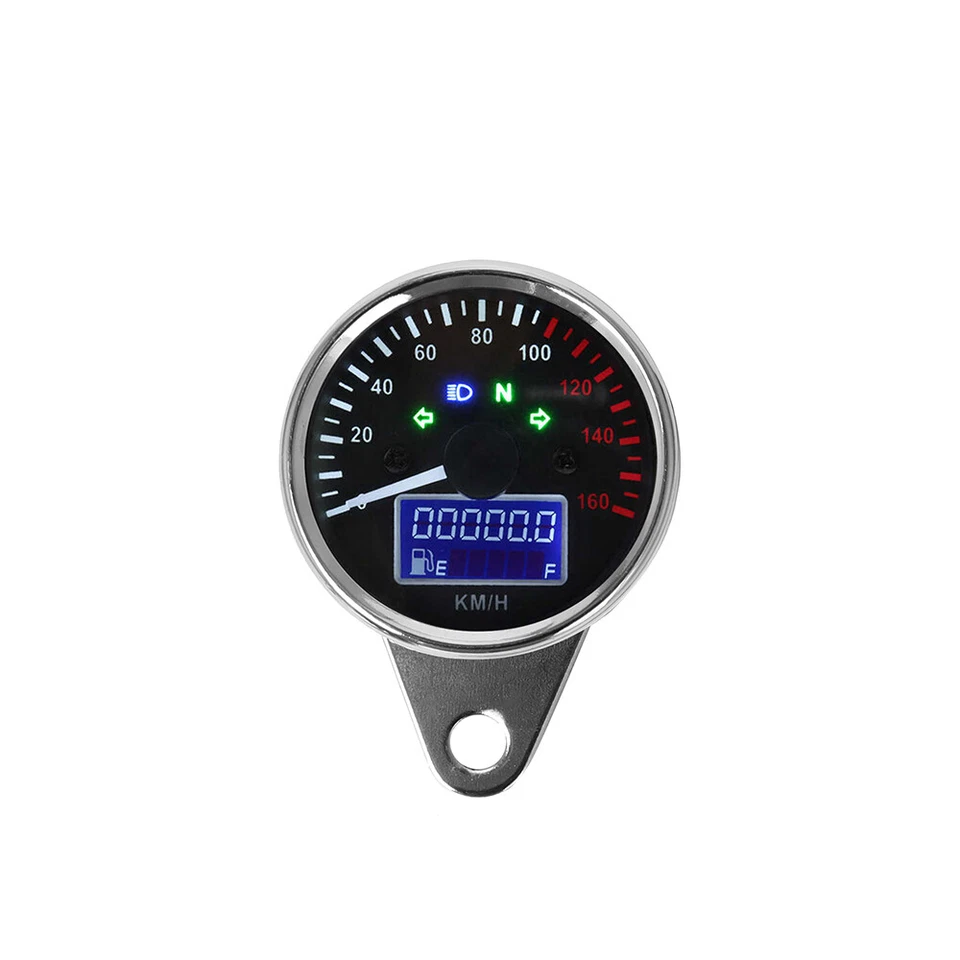 LCD Motocicleta Velocímetro Tacómetro Para Cafe Racer Odómetro Calibre 0~160KM/H Foto 2 de 4