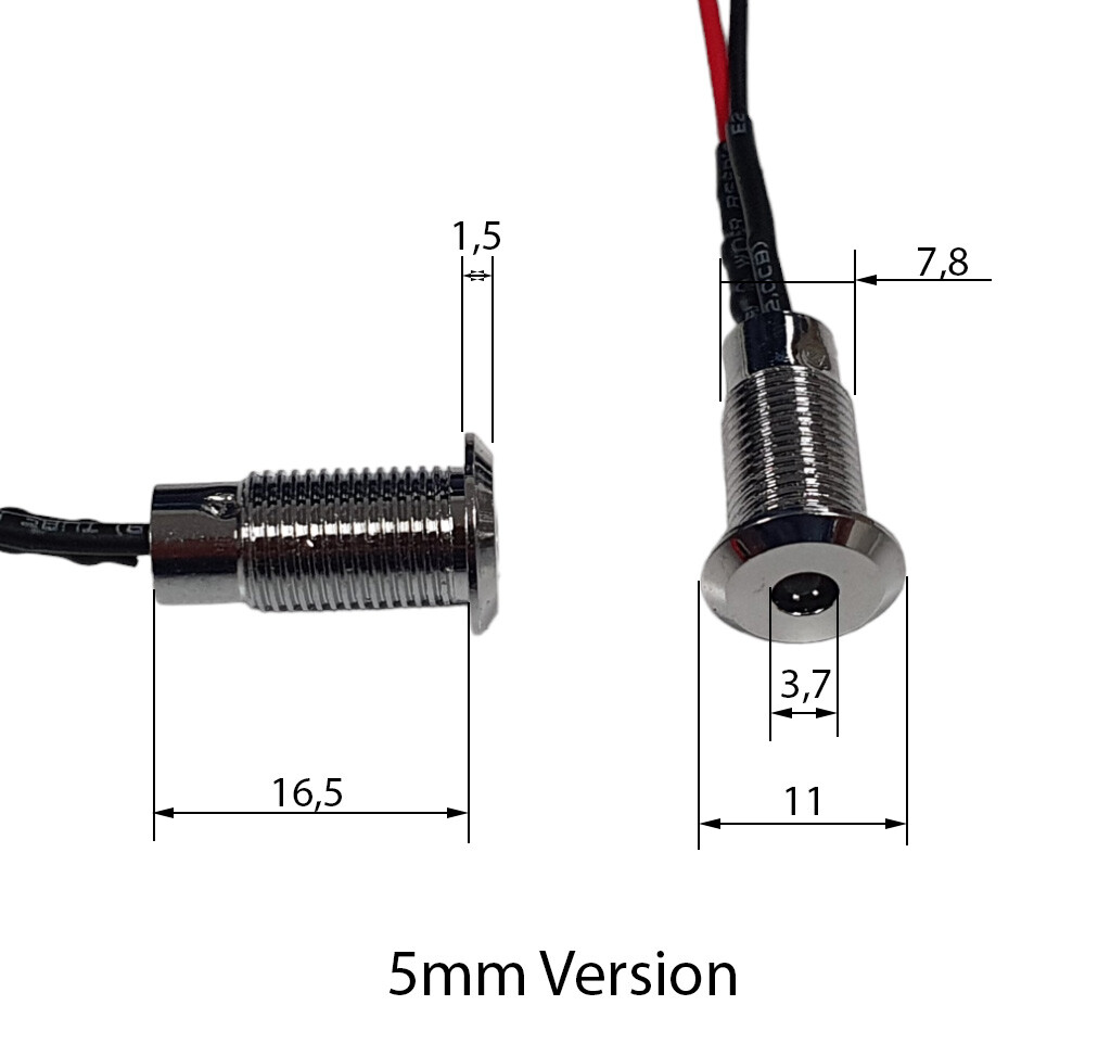 LED Con Attacco Diffuso Piatto Cablato 3mm/5mm 5V/12V/24V Con