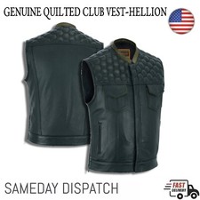 Men  s Motorcycle Biker Vest Leather Quilted without Collar Concealed Carry Vest