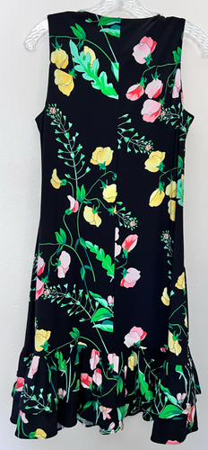 NWT Tommy Hilfiger Women's Floral Sleeveless Ruffle-Hem Dress 4 black multi - Picture 8 of 9
