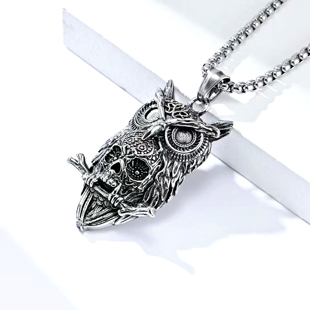 Collana con ciondolo teschio punk retrò Teschio di drago