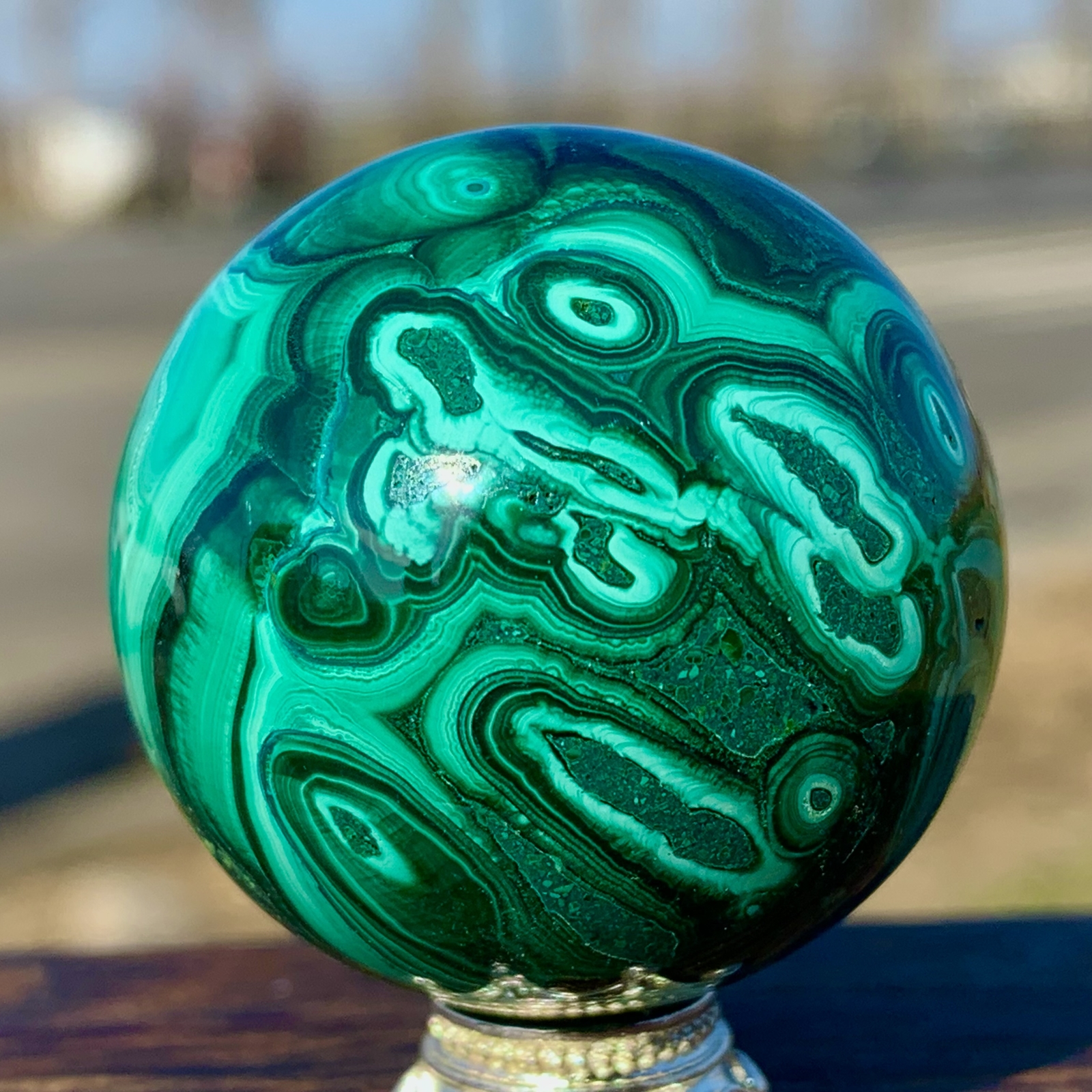 82G Natural glossy Malachite ball transparent cluster rough mineral sample