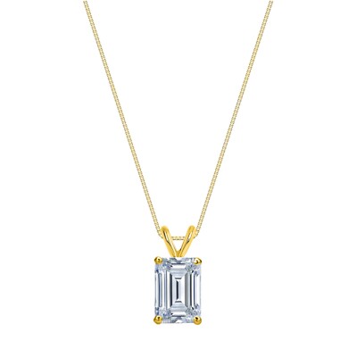 IGI E/VVS 4 kt Smaragd LabCreated gewachsener Diamant Anhänger Halskette 14 K Gelbgold