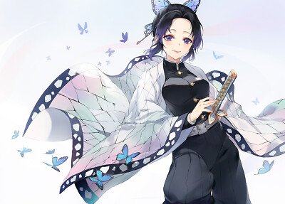 Anime  art 2d portrait kimetsu no yaiba kochou shinobu CCG Gaming Mat Desk