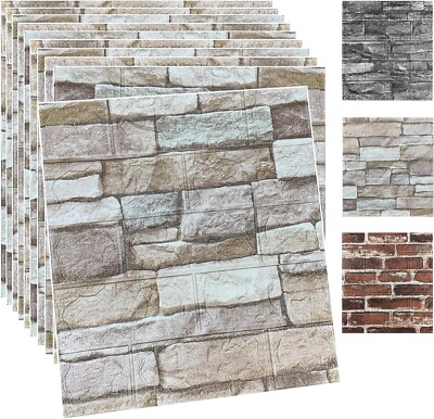 20PCS 3D Wall Panels Peel and Stick Foam 3D Brick Wallpaper Peel and Stick Faux