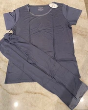 TIKTIK Pajamas Set Short Sleeve Capri Pant DarkGray-XL