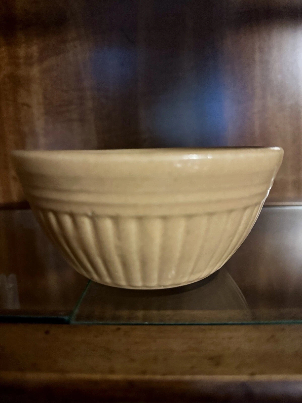 Vintage 1930's Yellow, Gold Toned Stoneware Crock Small Mixing Bowl, 5.5"