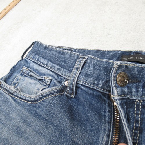 Silver Jean Men 32x29 Eddie Relaxed Denim Red Stitch Faux Selvedge Fade Whisker - Picture 5 of 17