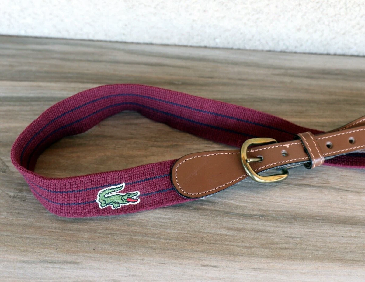 Vintage LACOSTE White and Dark Pink Stripe Web Belt D-Ring Closure Preppy Luxury Lacoste Belt Buckle - Etsy main image 4