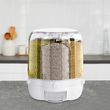 27LBS Large Rotating Storage Container 360  Food Grain Rice Dispenser Sorted USA
