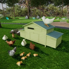 Outdoor Wooden Large Chicken Coop 11.12ft² Hen House Poultry Hutch Cage Nest Box