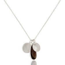 White Moonstone Smoky Quartz 925 Sterling Silver Pendant Necklace Jewelry