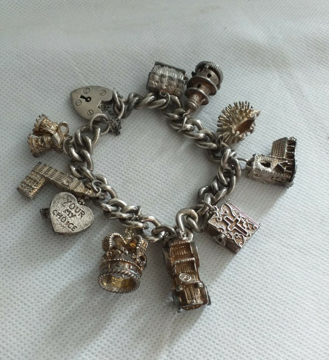 vintage solid silver chunky charm bracelet & 96g | eBay