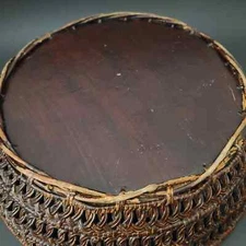 Wicker  Basket With Wooden Bottom
