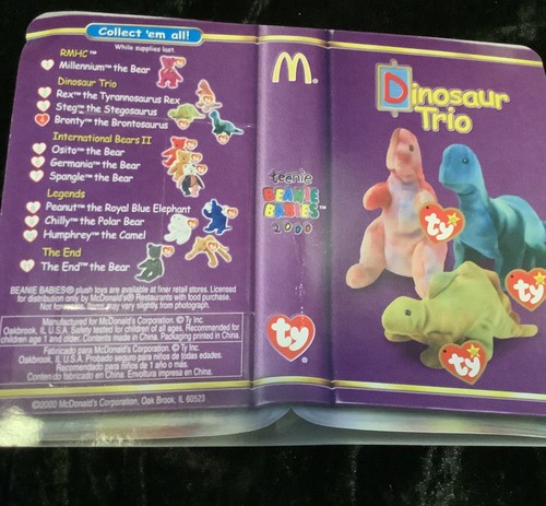 Ty Beanie Baby McDonald 1995 Complete Dinosaur Trio Set of Bonty, Rex, Steg - Picture 5 of 8