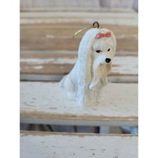 Dog puppy white ornament Xmas holiday tree