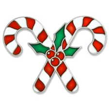 PinMart's Crossed Candy Canes Christmas Holiday Lapel Pin