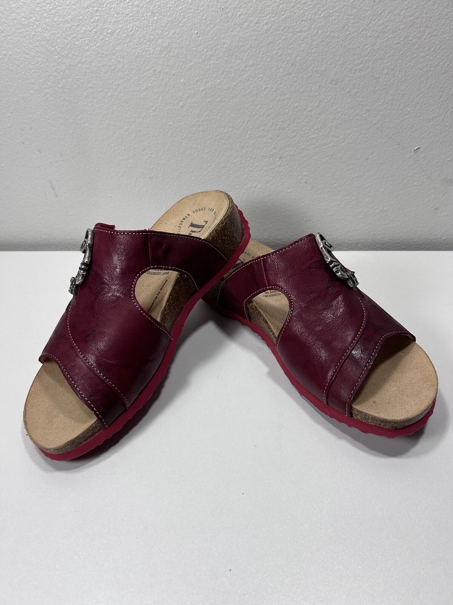 Think Mizzi Womens Size 36 EU US Red Slip On Sandals With Cork Bed