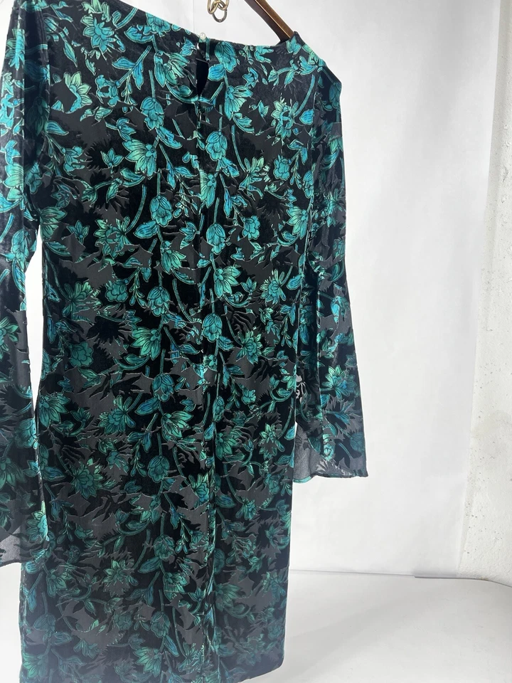 Vestido The Limited Collection Burnout Paisley Terciopelo Manga Campana Bruja S Foto 2 de 4