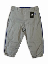 Under Armour Men Baseball Pants Gameday Vanish Piped Knickers Grey Blue - Size M