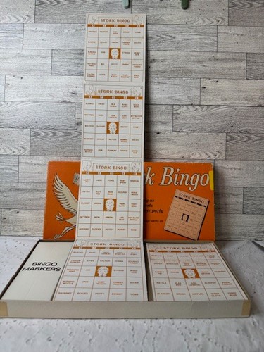 VTG MCM 1957 Leister Stork Bingo Baby Shower Party Activity Board Game NEW - Picture 4 of 9