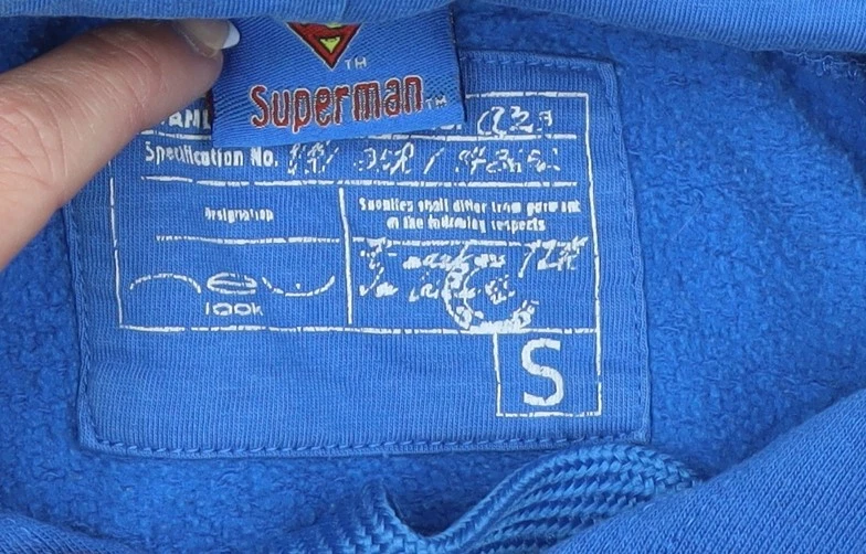 New Look Men Blue Superman Pullover Hoodie Size S Graphic Print - Image 4 of 4