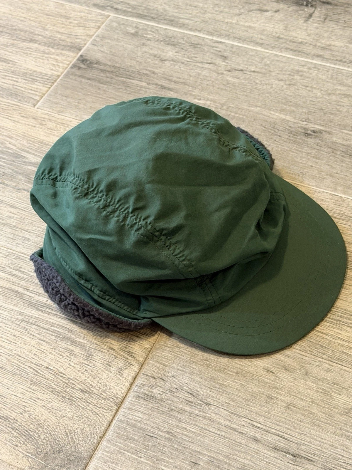 Vintage Green Polartec Fleece Lined Trapper Hat Gore-Tex Made In USA Size Medium