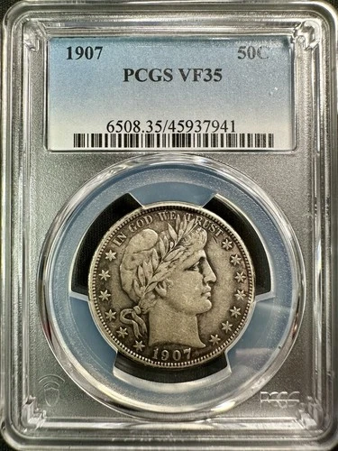 1907 (P) Barber Half Dollar - PCGS VF35 - Better Grade, Nice Coin