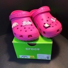 Crocs Electric Pink Clog Classic, Barbie Jibbitz, Box, Unisex: M6, W8