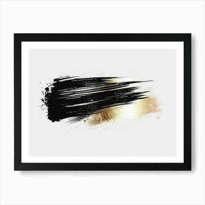 Schwarz und Gold Pinselstriche 30 Kunst gerahmtes Wandbild Poster Leinwanddruck Bild