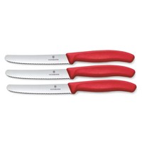 Victorinox Swiss Classic Tafelmesser 3 StüCk Rot Scharfe Edelstahlklinge