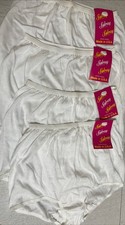 NOS 4 Sylray Briefs Elastic Leg Cotton Poly White Panty Size 6 Made in USA