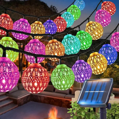 Outdoor Solar Moroccan Ball String Light-50/30/20 LED Fairy Light, 8 Modes, for 
