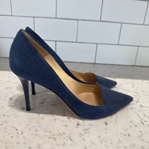 Jimmy Choo Allure Navy Blue Textured Pumps 37.5