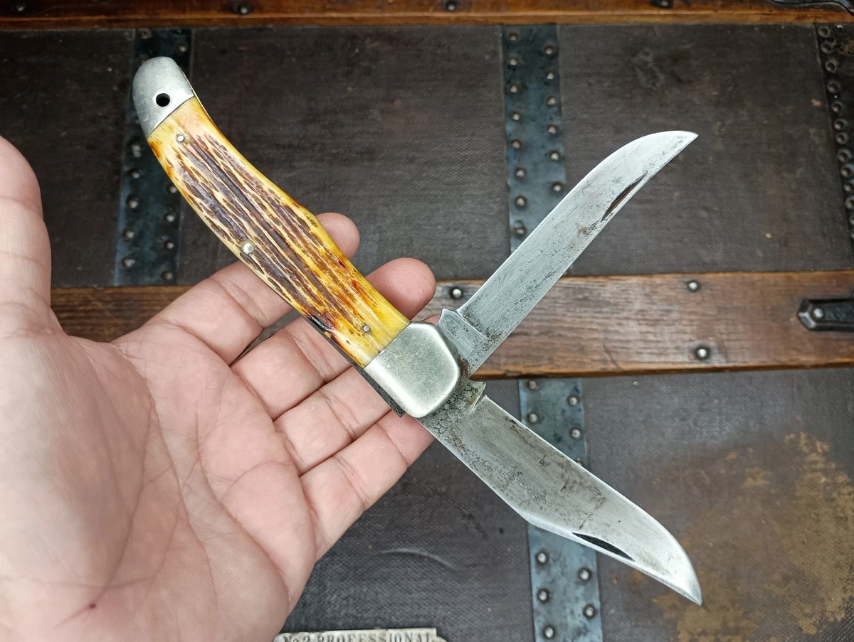 KA-BAR Stag/Antler Handle Pocketknife Collectible Vintage Folding