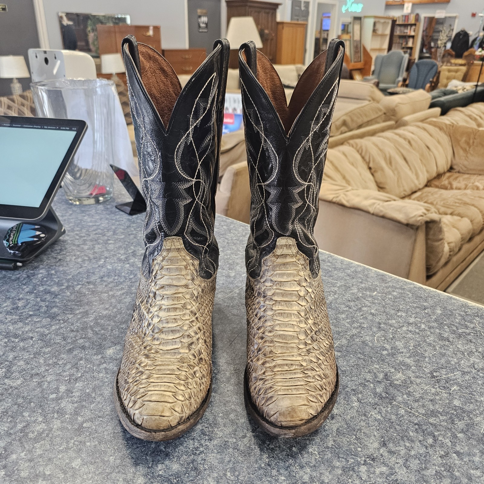 Dan Post Manning Python Snake Black/Natural Weste… - image 2