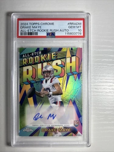 2024 Topps Chrome - All-Etch Rookie Rush Auto Drake Maye #RRA-DM (AU, RC) PSA 10