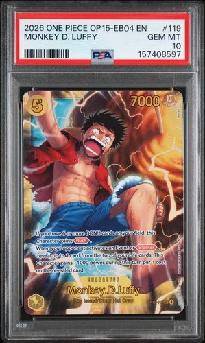 2026 ONE PIECE OP15-EB04-ADVENTURE ON KAMI'S ISLAND #119 MONKEY D. LUFFY PSA 10