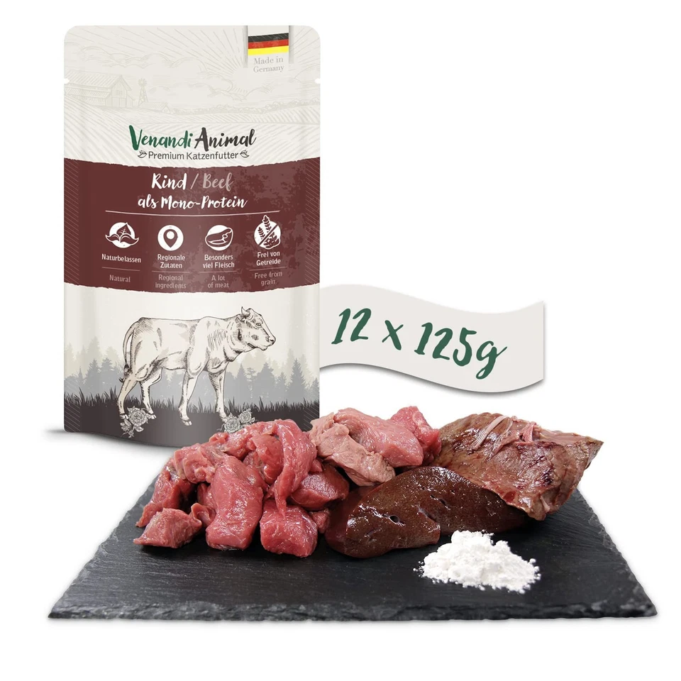 Venandi Animal - Premium Nassfutter für Katzen - Rind als Monoprotein 12er Pa... - Bild 2 von 4