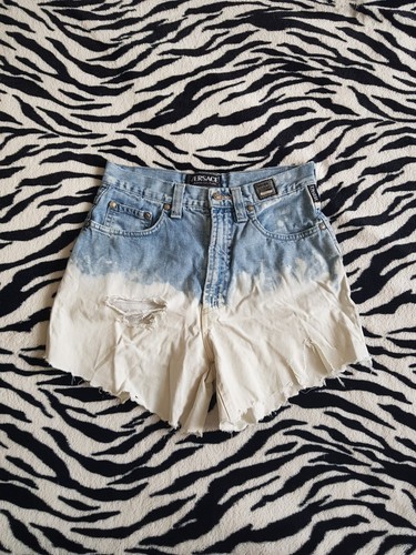 Versace Jeans Couture Denim Shorts Distressed Y2K 2000s Waist 25" Approx XS