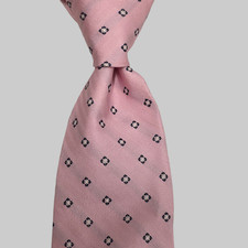 Brooks Brothers Mens Tie Geometric Pink 100% Silk Made In USA New York 59โ